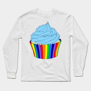 Rainbow Cupcake with Blue Icing Long Sleeve T-Shirt